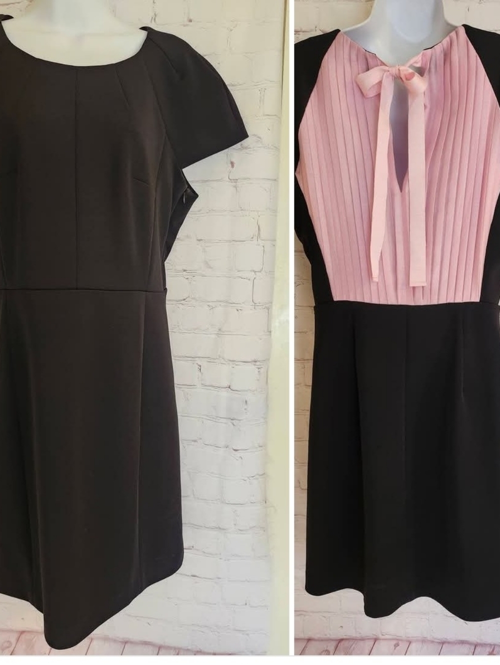 Sonia Sonia Rykiel Blck Wool Crepe Dress Pleated Pink Back Sz.10 US/40 EU $695
